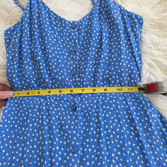 Rollas Brand Blue Tulips Button-Down Dress, XS - Picture 8 of 10